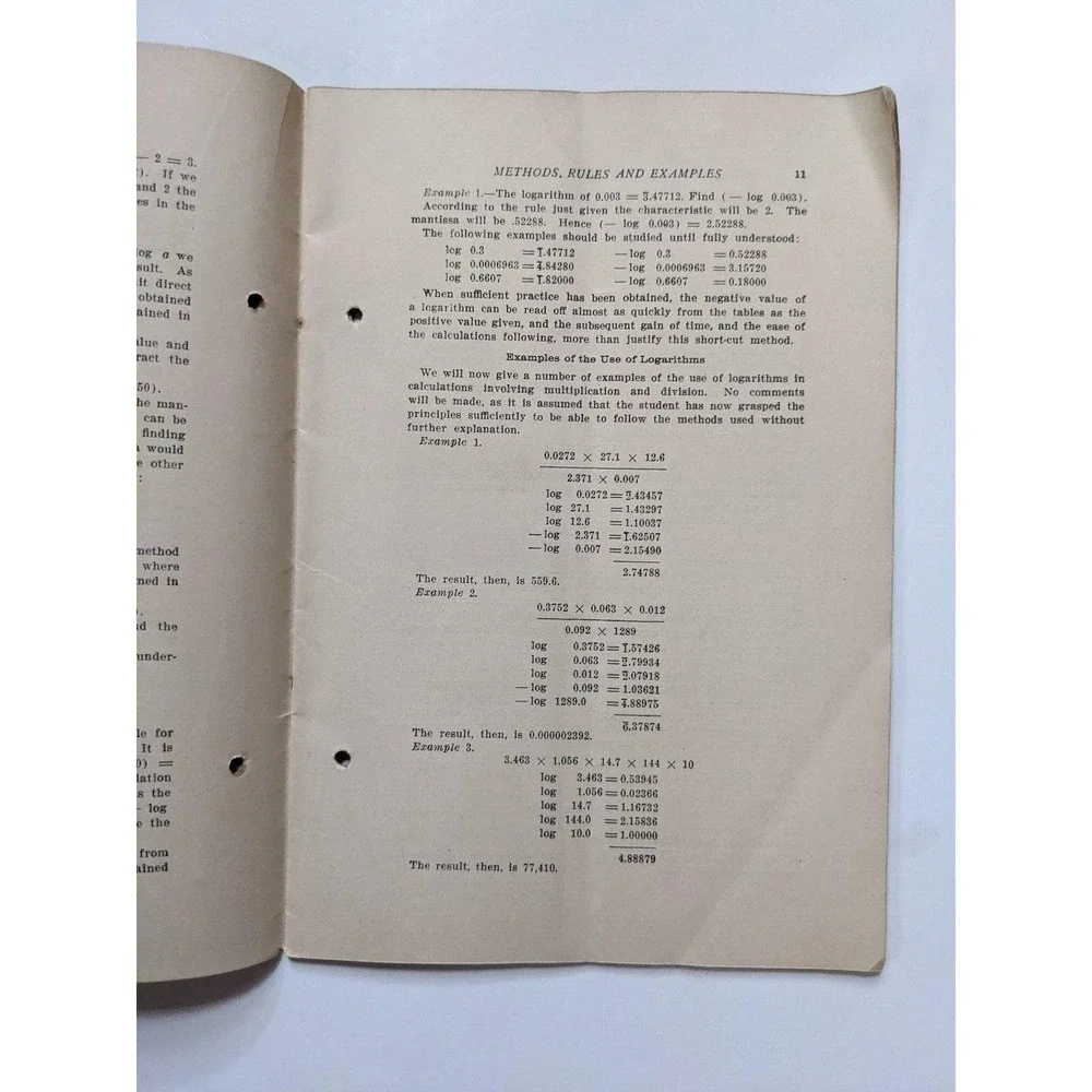 Machinery's Reference Series NO. 53 Use of Logarithms & Logarithmic Tables c1912